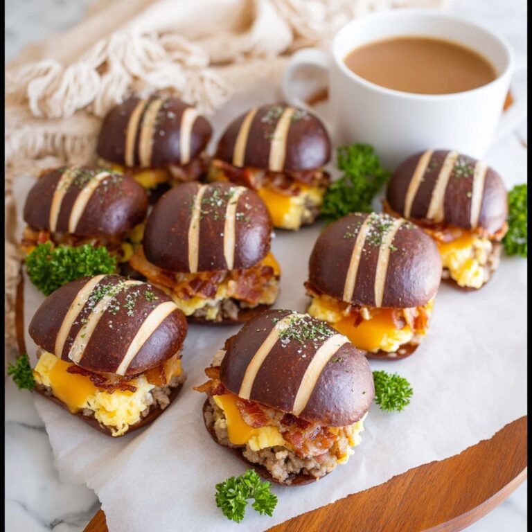 Breakfast Pretzel Slider Bites with Sausage, Eggs, and Bacon Recipe