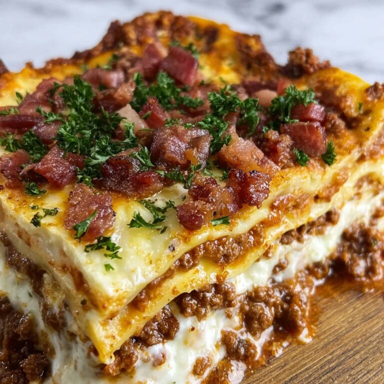 Parmesan Garlic Bacon Cheeseburger Lasagna Recipe