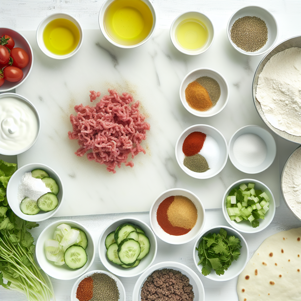 Mini Lahmacun with Yogurt Sauce and Fresh Vegetable Toppings Recipe - Recipe Image