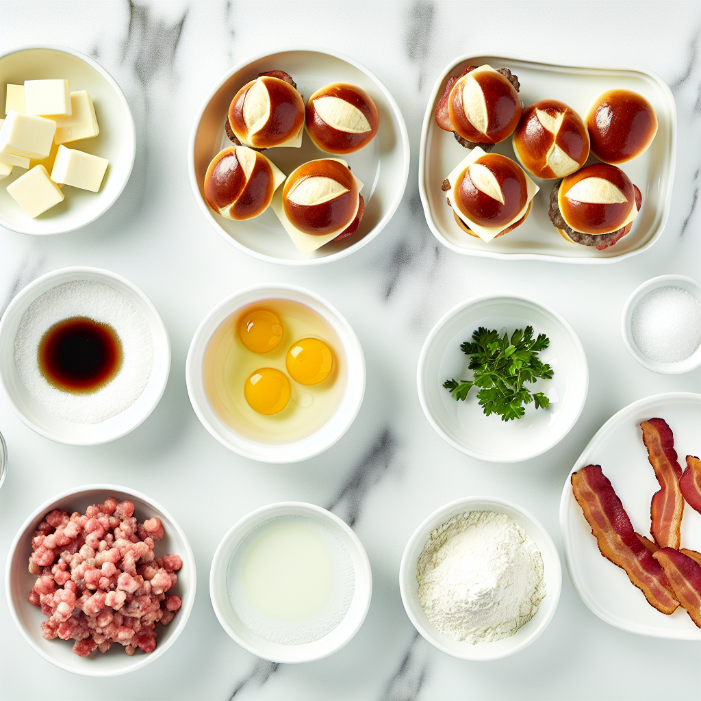 Breakfast Pretzel Slider Bites with Sausage, Eggs, and Bacon Recipe - Recipe Image