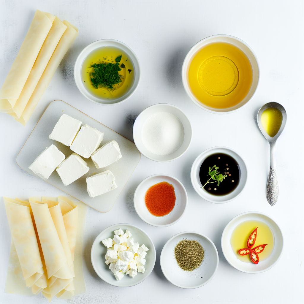 Oven Fried Feta Rolls with Chili Honey Recipe - Recipe Image