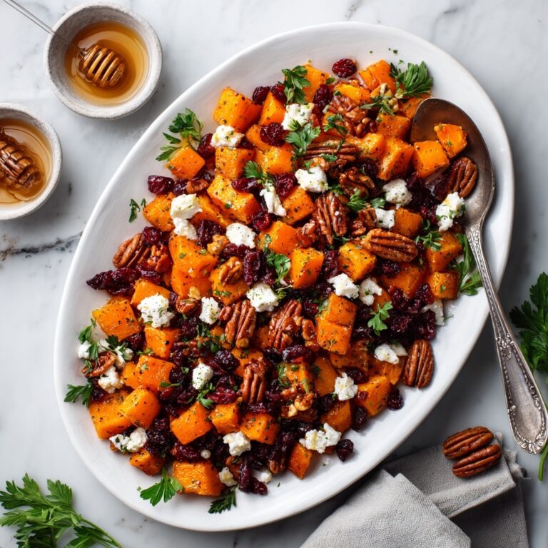 Roasted Butternut Squash with Pecans, Cranberries, Feta & Hot Honey Recipe
