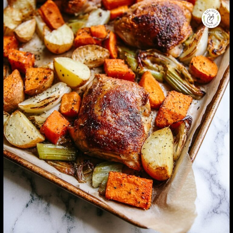 Crispy Roasted Chicken Thighs with Veggies Recipe