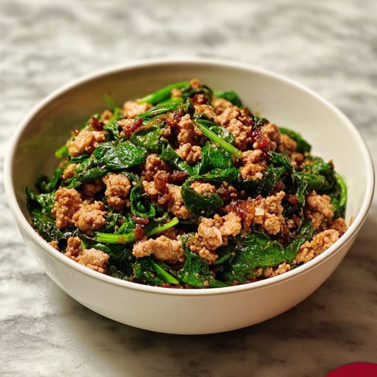 Easy Quick Garlic Spinach Ground Chicken Recipe