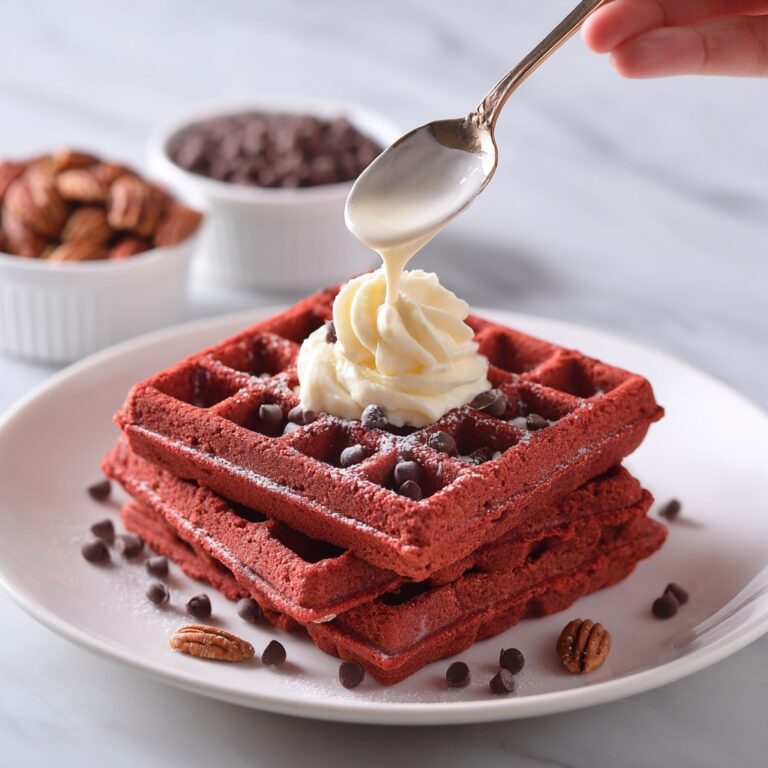Red Velvet Cake Waffles with Cream Cheese and Chocolate Drizzles Recipe