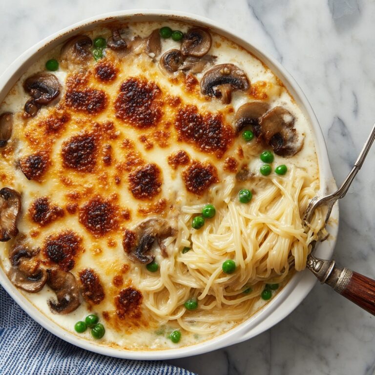Creamy Chicken Tetrazzini with Mushrooms and Peas Recipe