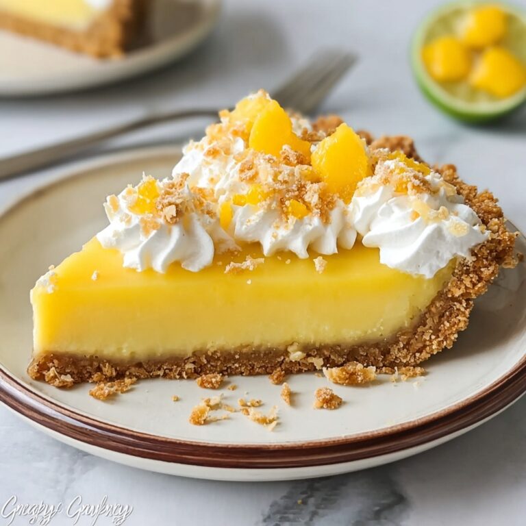 Mango Coconut Delight: No-Bake Pie with Graham Cracker Crust and Toasted Meringue Recipe