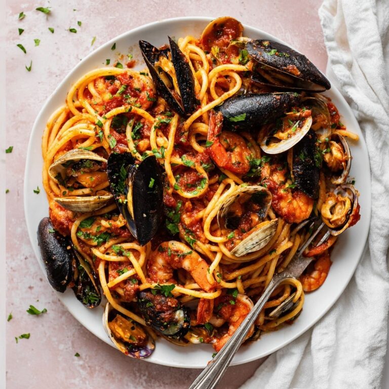 Simple Mixed Seafood Tomato Marinara Pasta Recipe
