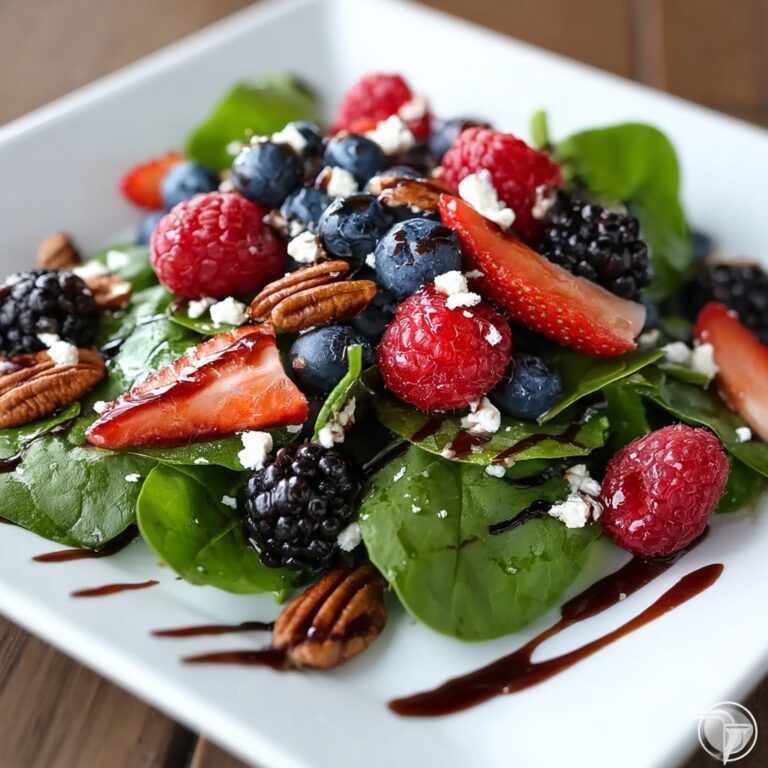 Berry Spinach Salad with Pecans, Feta, and Balsamic Glaze Recipe