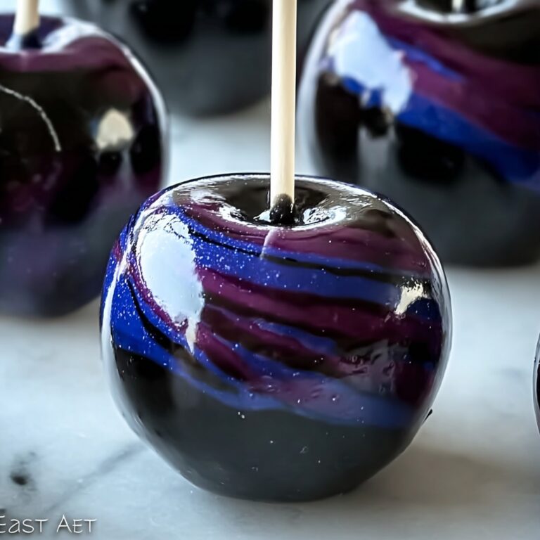 Spooky Black Swirl Candy Apples for a Hauntingly Delicious Treat Recipe