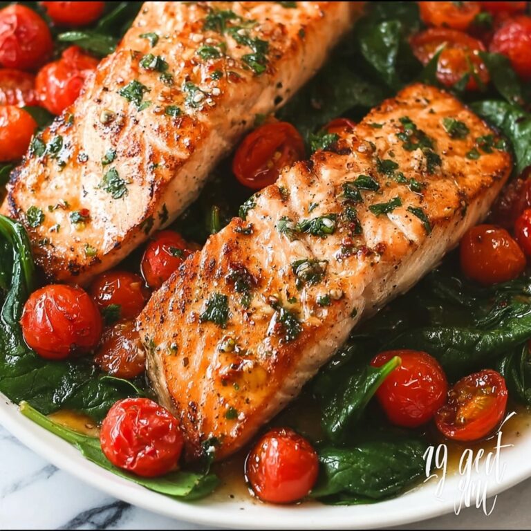 Tuscan Garlic Salmon with Spinach and Tomato Recipe