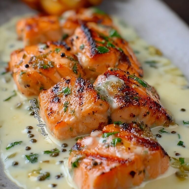 Salmon Bites with Garlic Cream Sauce Recipe