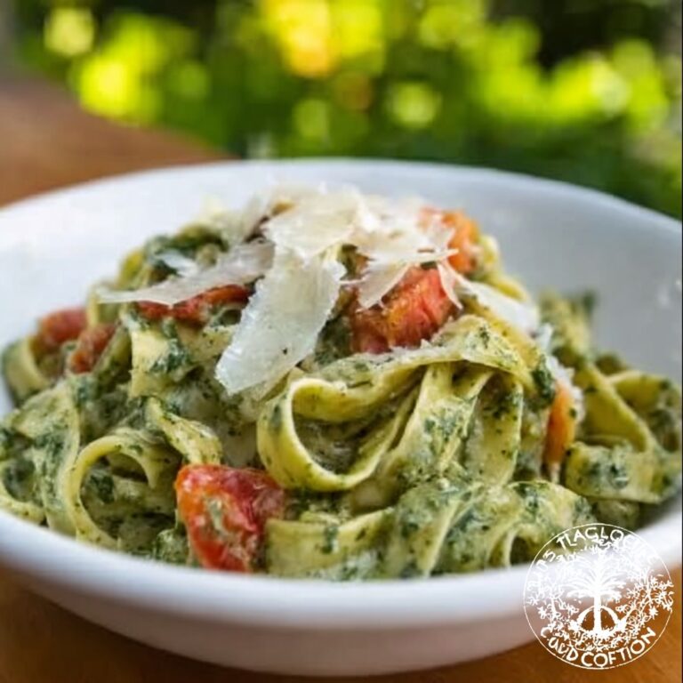 Roasted Tomato, Garlic & Almond Pesto with Fresh Tagliatelle Recipe
