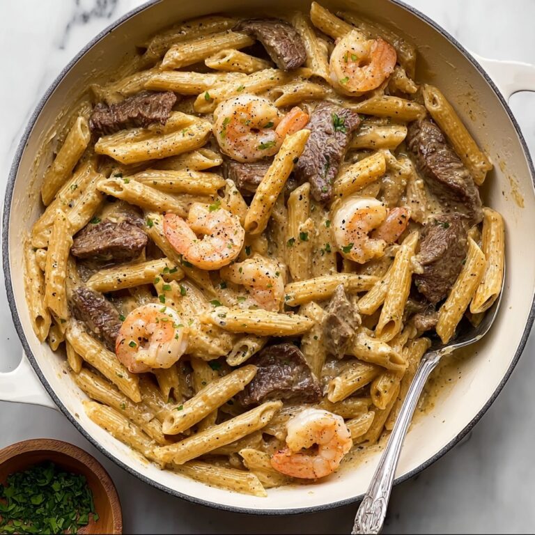 Blackened Steak and Shrimp Alfredo Recipe