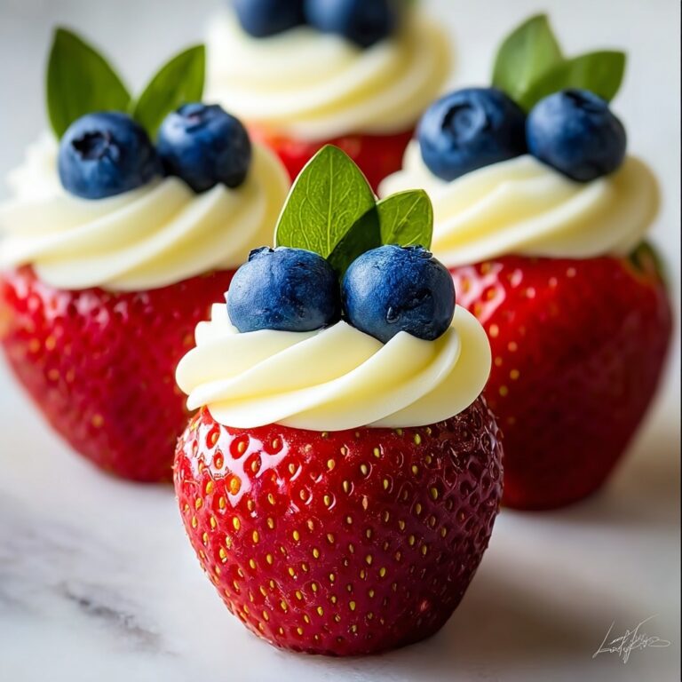Red, White, and Blue Cheesecake Stuffed Strawberries Recipe