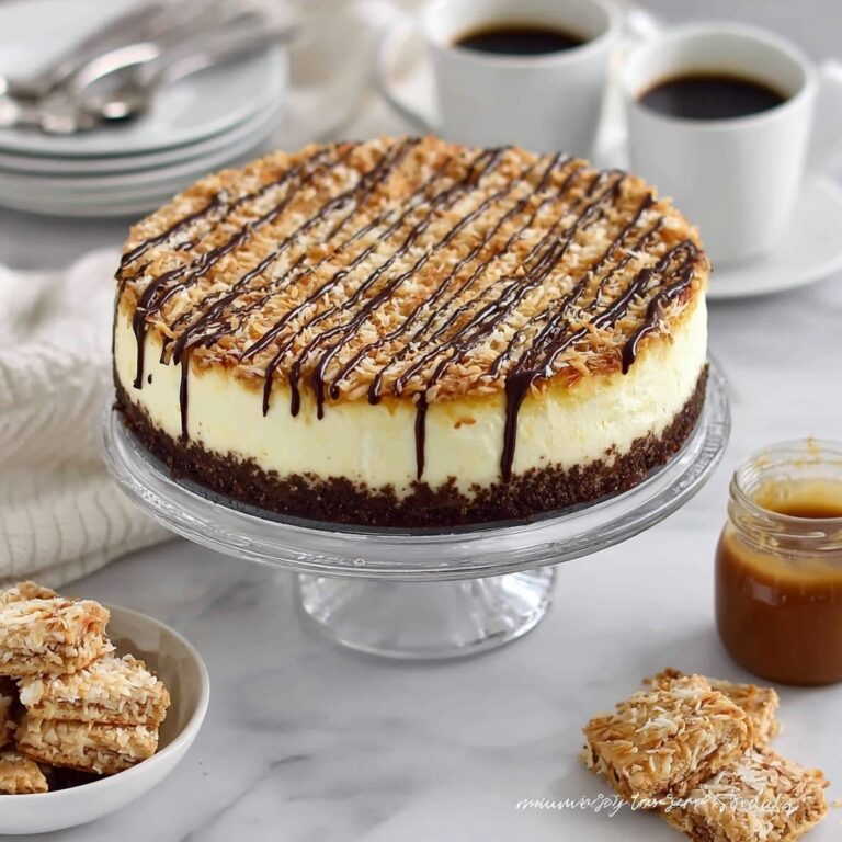 Samoa Cheesecake with Coconut Topping Recipe
