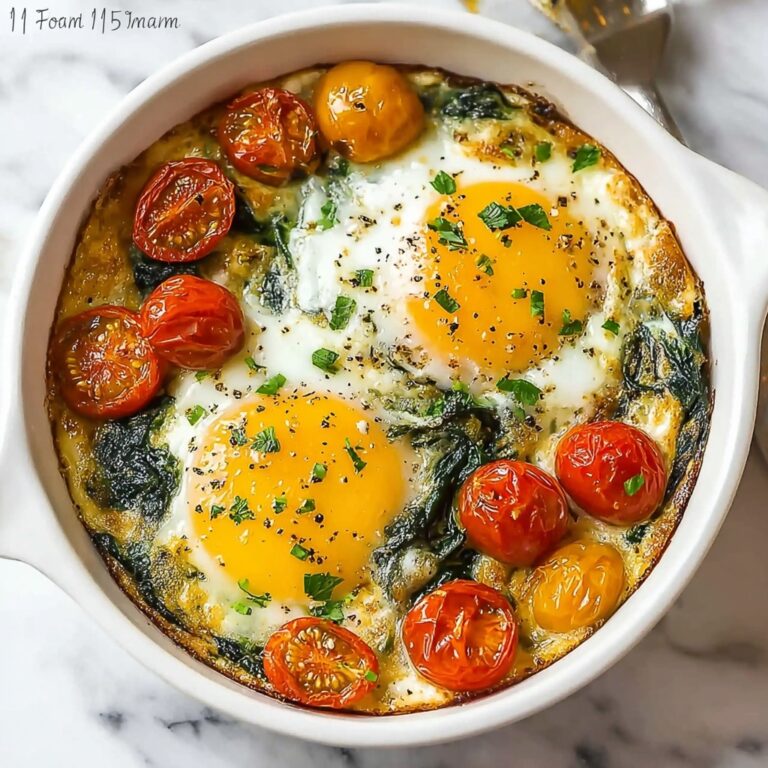 Baked Feta Eggs with Spinach and Tomatoes Recipe