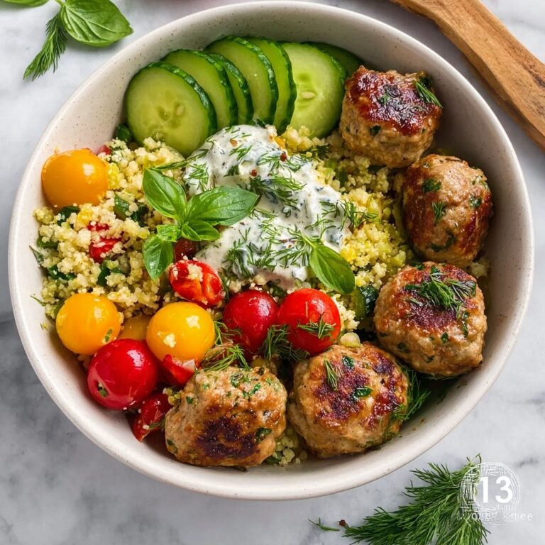 Mediterranean Ground Turkey Meatball Bowl Recipe